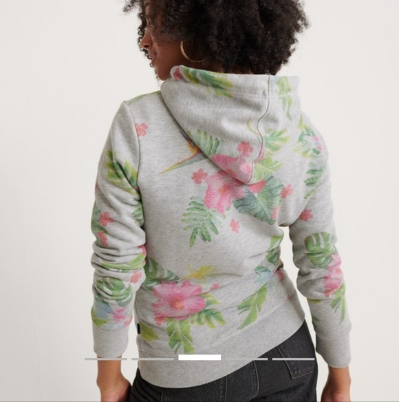 NWT Superdry And Co Vintage Logo Photo Tropical Floral Hoodie Sweatshirt - Picture 4 of 12